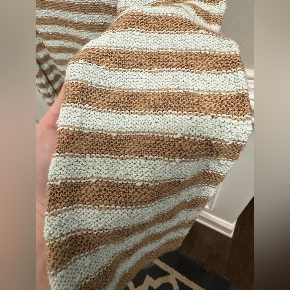 FREE PEOPLE Sweater Dress Women's Counting Stripe Swing Tunic Camel Mint Sz S - Picture 5 of 14
